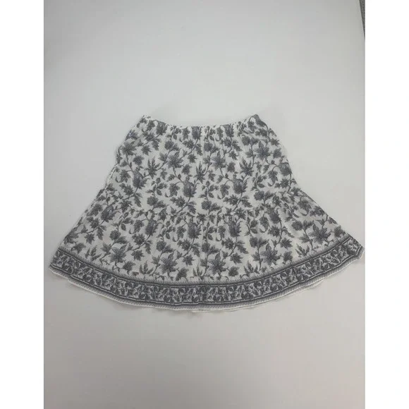 Max Studio Floral Above Knee Mini Skirt Tiered Casual Women's Size S White Blue - Picture 5 of 12